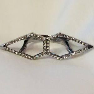 Rebecca Minkoff Silver/CZ Double edged Ring (7)